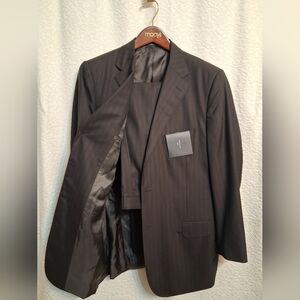Corneliani Dark Brownish-black Pinstripe Men's Suit